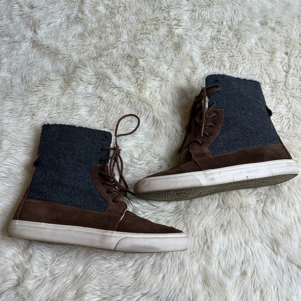 American Eagle Grey/Brown Lace Up Boots Women's 10
